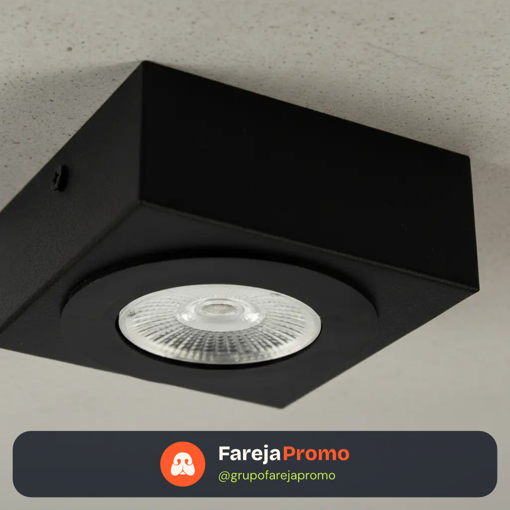 4x Spot Slim Sobrepor Teto Beiral 5w Preto Externo