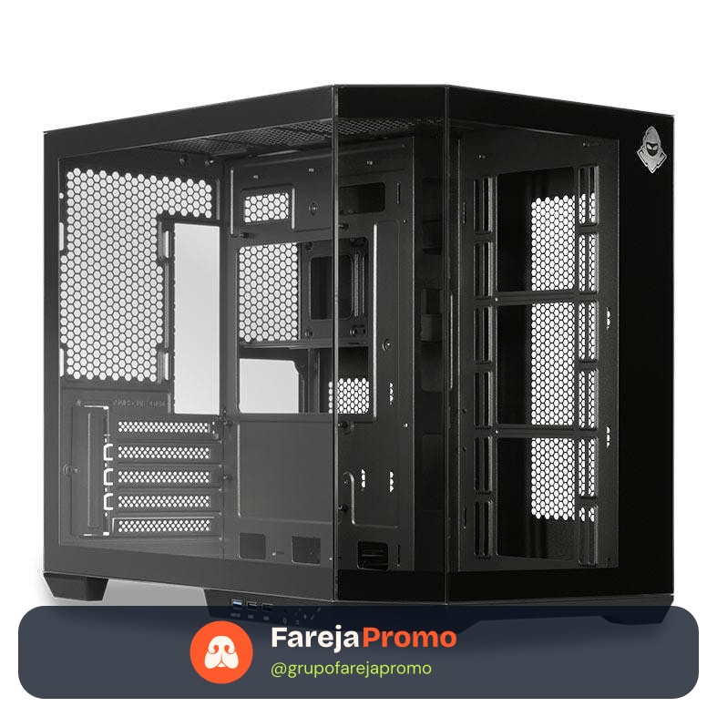 Gabinete Gamer Aquário Mancer CV700L, Mid Tower, Lateral De Vidro, Preto, MCR-CV700L-BK
