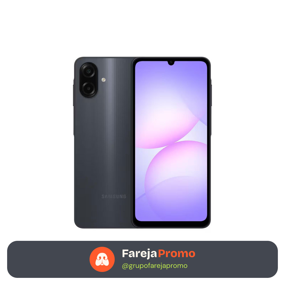 Celular Galaxy A07 Tela 6.7 128GB 4G 90Hz Câmera Dupla 50MP Preto Samsung