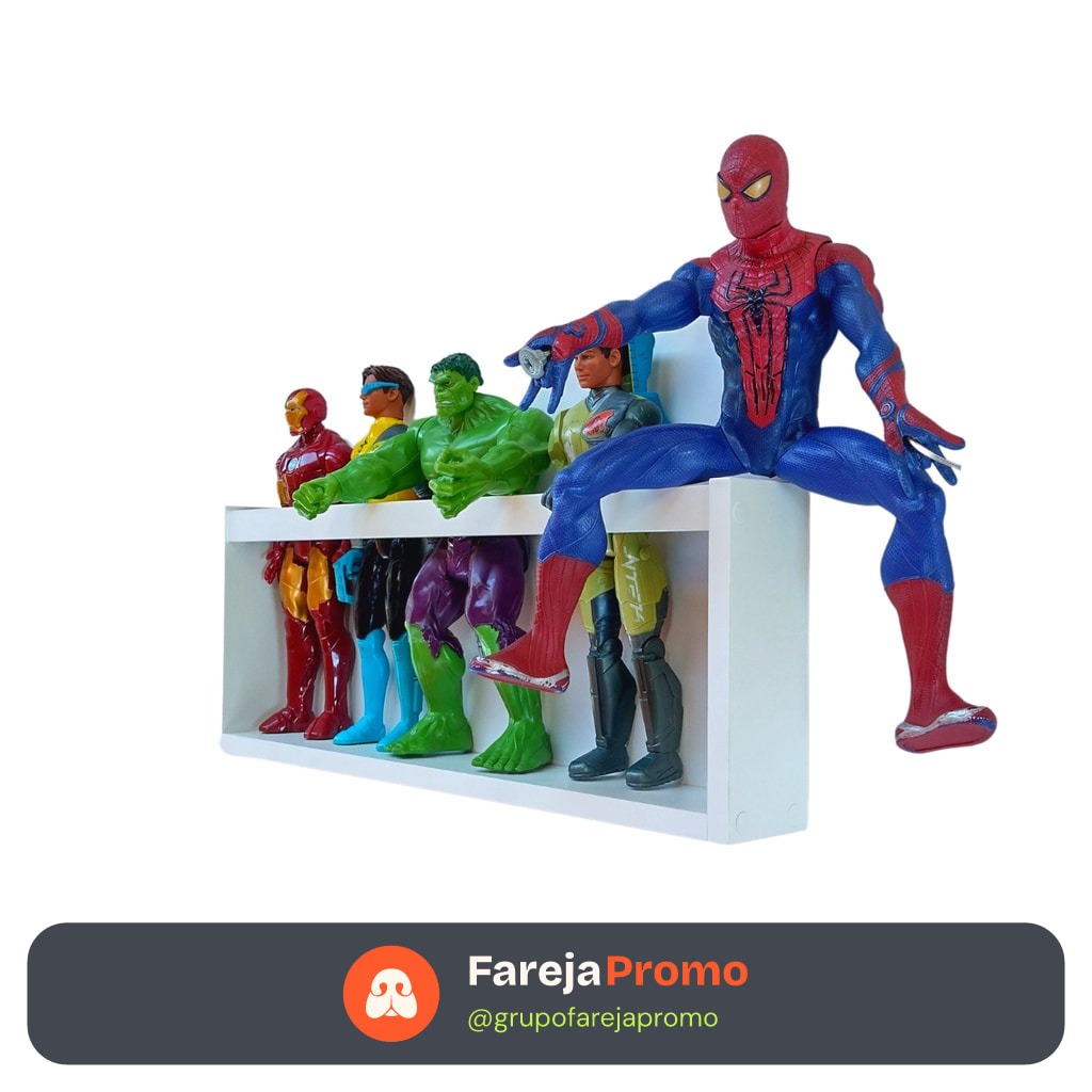 Prateleira Para Bonecos Marvel Barbie Nicho De Pelúcia Brinquedos Infantis  Mdf 55cm