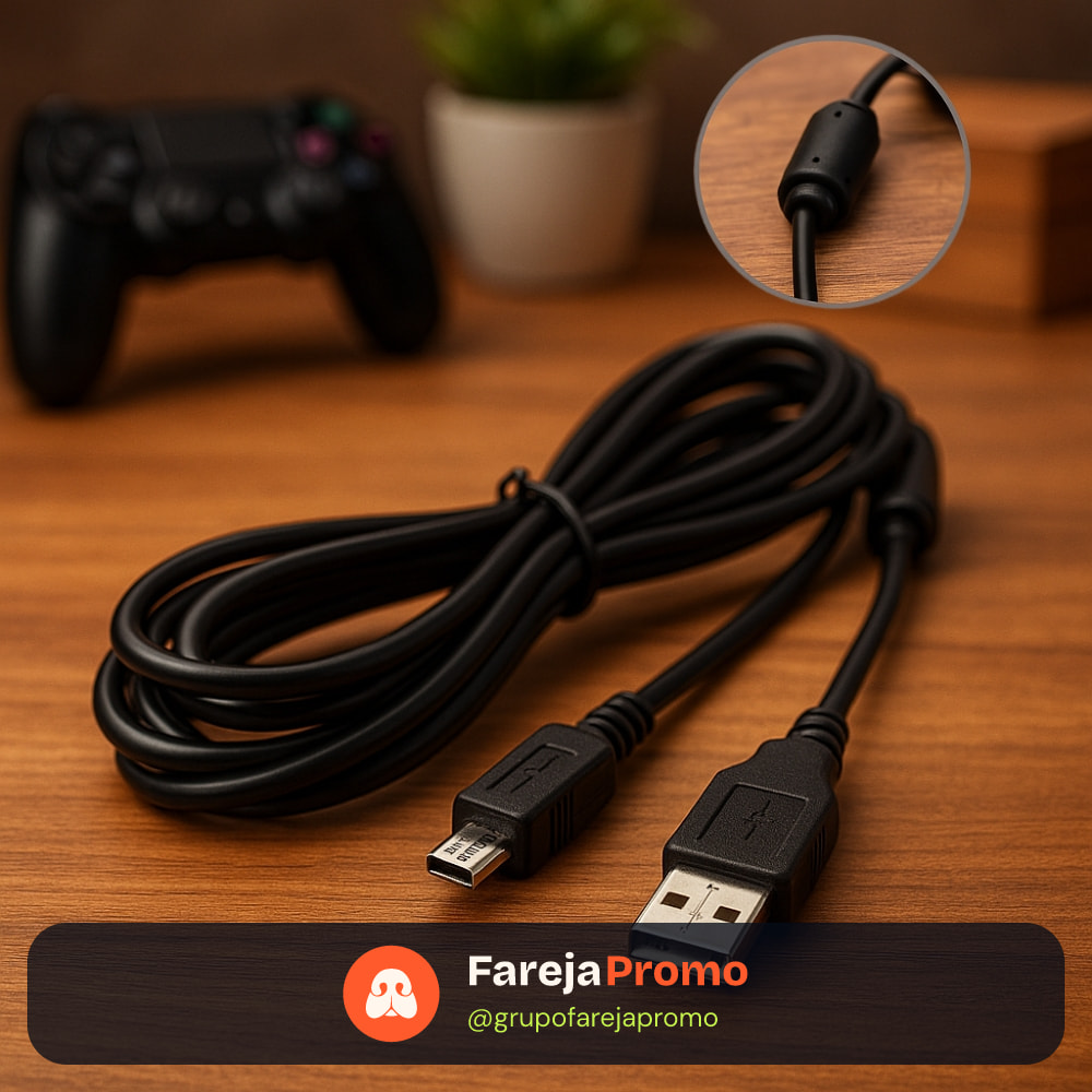 Cabo Carregador Controle PS4 1.8M USB V8 Para Playstation 4 Rápido e Compatível Manete videogame Pc
