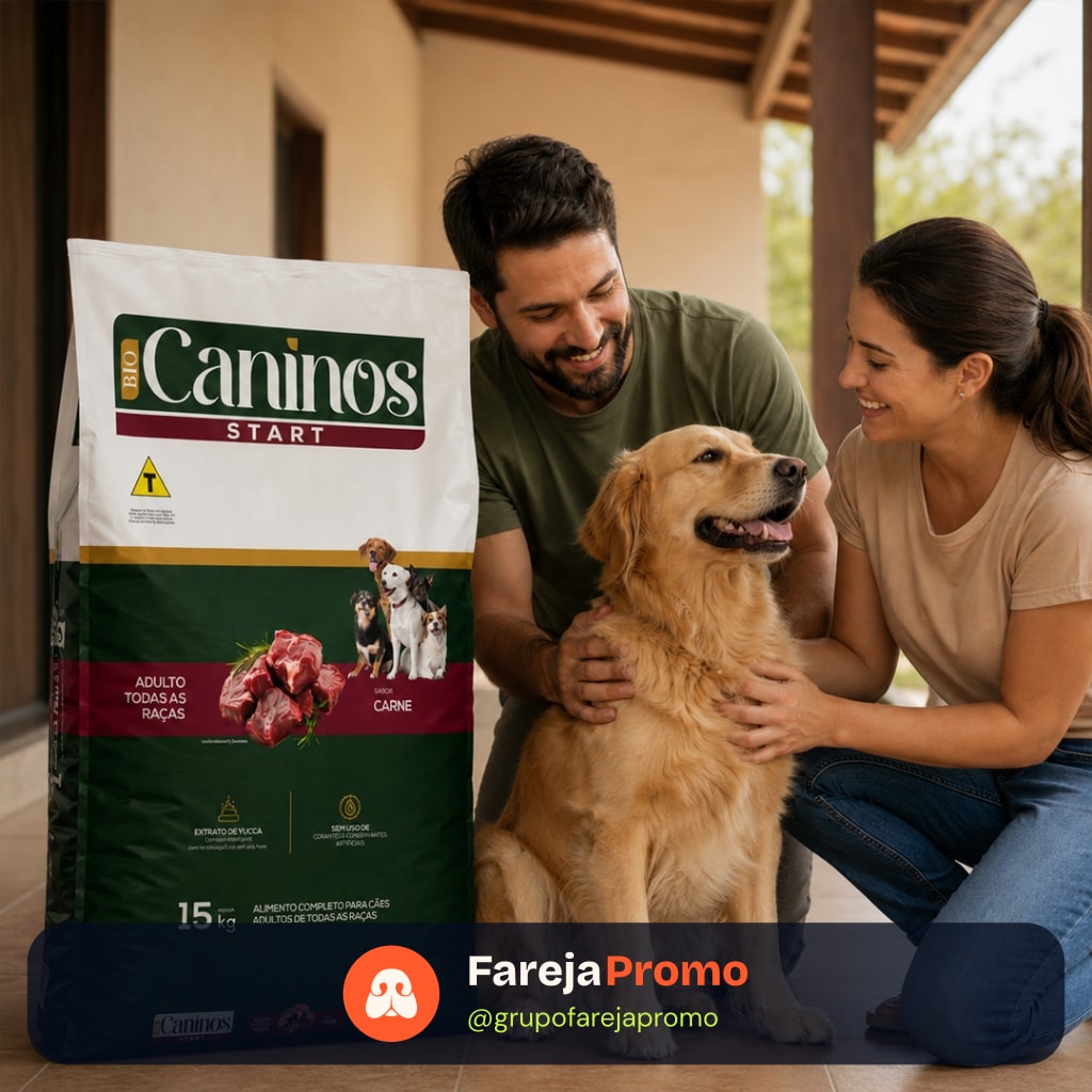 Ração Cachorro 15kg Caninos Start Adulto Todas as Raças Sabor Carne