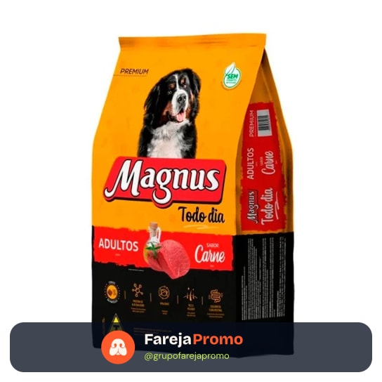 Ração Magnus Todo Dia carne para cães adultos, 15 kg