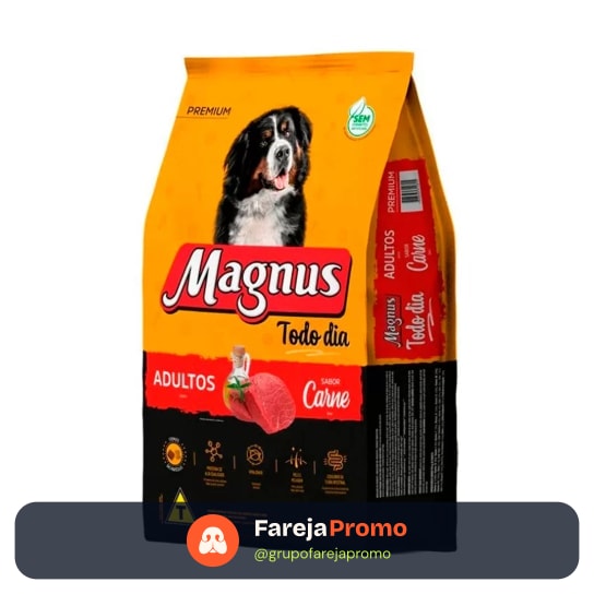 Ração Magnus Todo Dia carne para cães adultos, 15 kg