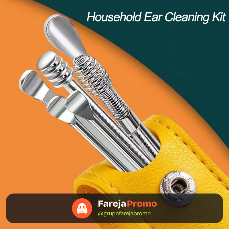 Conjunto De Limpador De Ouvido De Aço Inoxidável , Ferramenta De Palito De 6 Peças Para Adultos E Crianças , Kit De Remo
