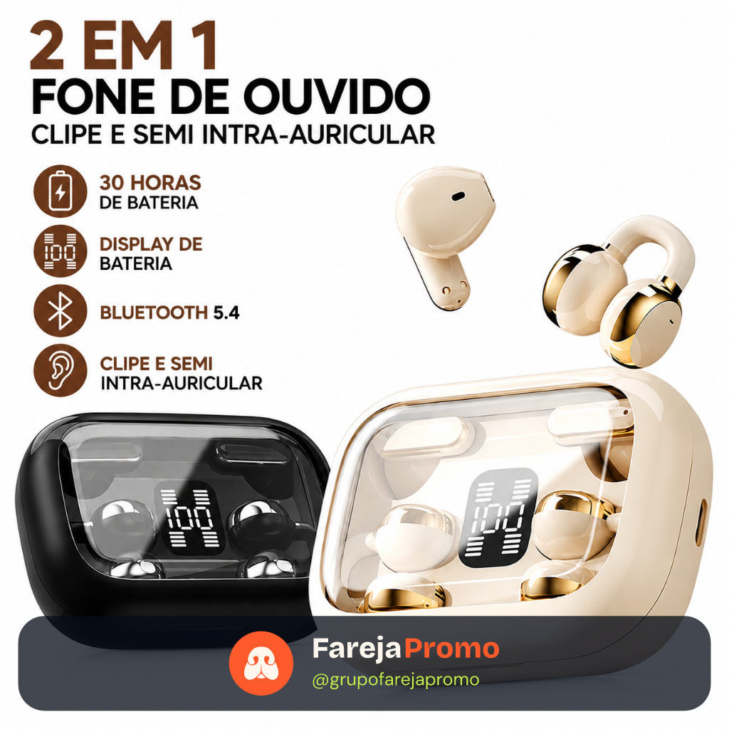 Fone de Ouvido Bluetooth 5.4 Sem Fio TWS Quatro Fones Display LED Redução Ruído Esportivo Pronta Entrega-B3