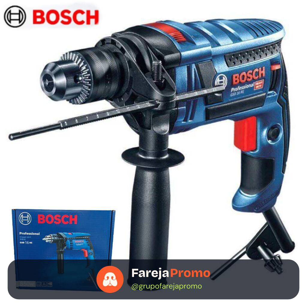 Furadeira de Impacto e Elétrica Parafusadeira Bosch Original GSB 16 RE 1200W 1/2"