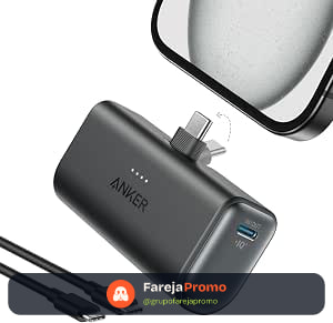Anker Carregador Portátil, Nano Power Bank 5000mAh com Cabo USB-C Integrado
