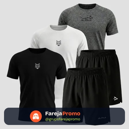 Kit 5 Peças Dry 3 Camisetas E 2 Bermudas Alpha