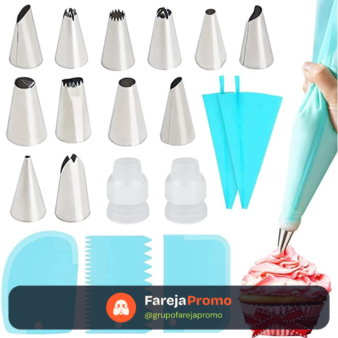24 Pçs Conjunto De Saco De Confeiteir+ 3 Pçs Espátula Decorativa