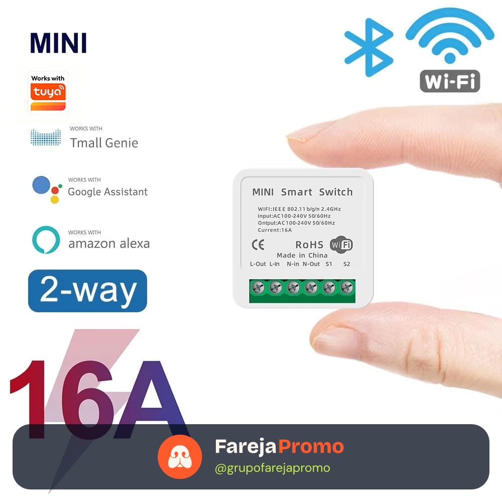 Axus Para Tuya Smart Life 16A WiFi Mini Interruptor Inteligente Módulo De Relé De Automação Residencial Tomada De Contro