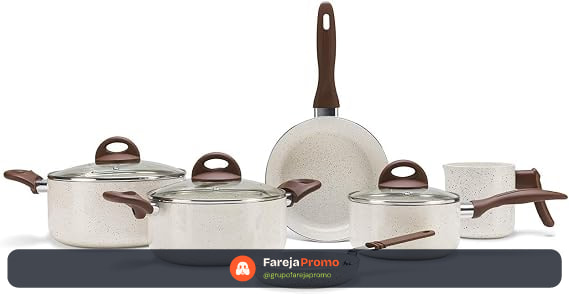 Brinox - Jogo de Panelas Antiaderente Ceramic Life 6 Peças Smart Plus - Vanilla