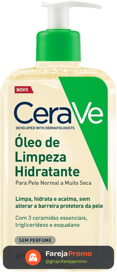 CeraVe Óleo de Limpeza Hidratante para Banho, Sem Fragrância, 236ml