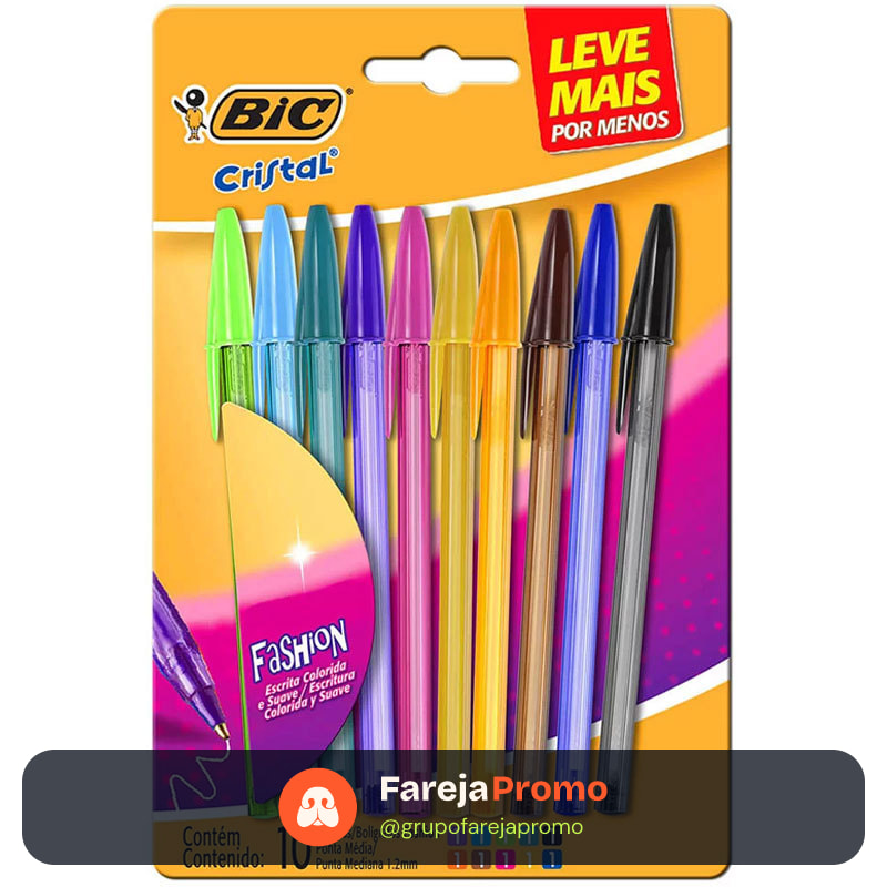 Caneta esferográfica Cristal Fashion 1.2 com 10 unidades Bic
