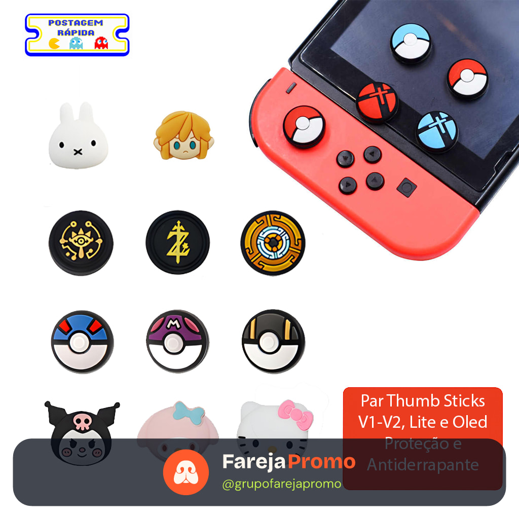 Grip Thumb Stick Nintendo Switch Lite OLED Silicone Antiderrapante Par