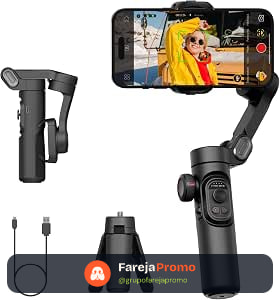 Estabilizador Celular Gimbal 3 Eixos Smart XE Profissional com Roda de Foco,Rastreamento de Rosto e Objetos Tripe Gimbal Compatível com Android e iPhone 17/16/15/14/13Pro Max TikTok e Vlog