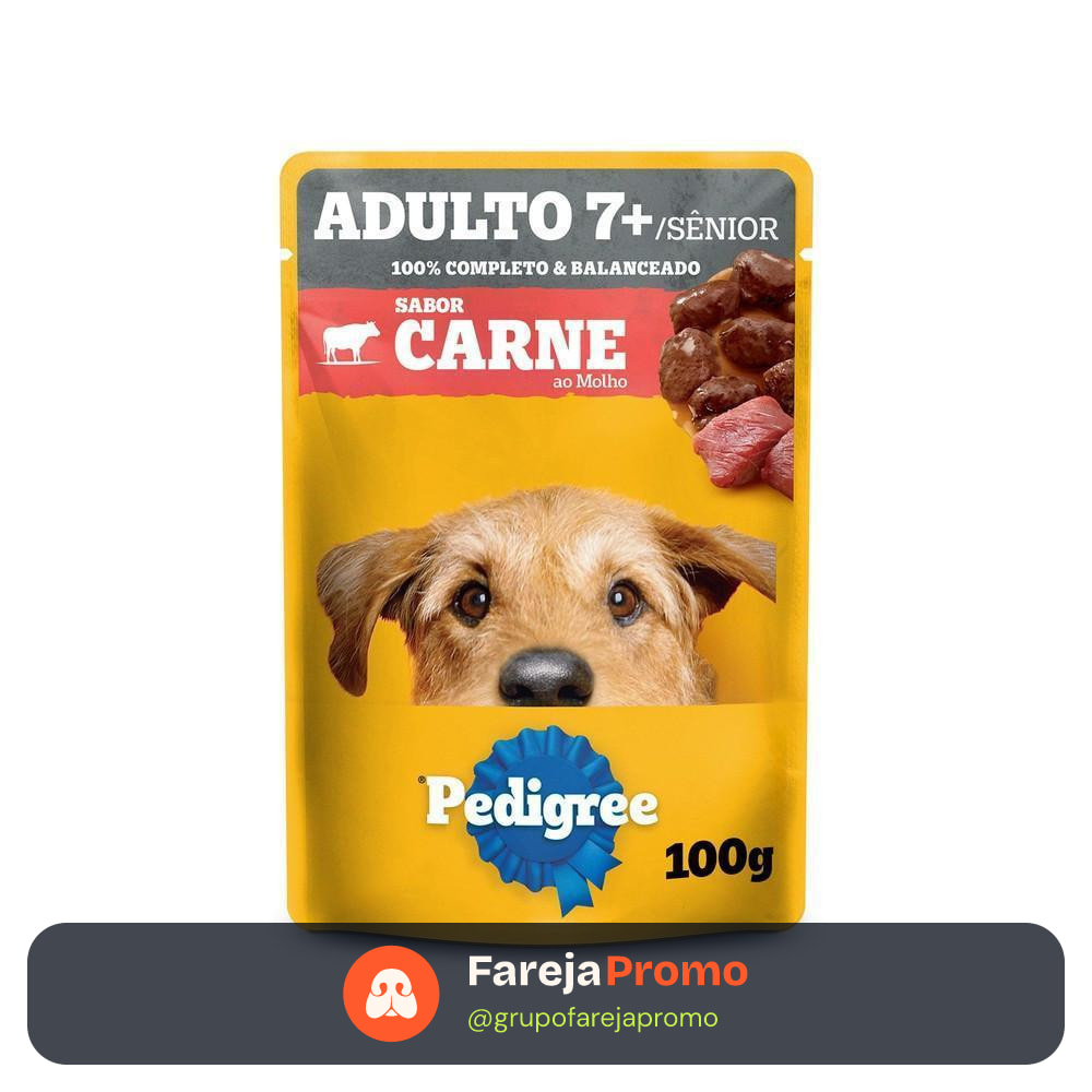 Ração Úmida Sachê Carne ao Molho para Cães Adultos Sênior 7 Anos 100g Pedigree