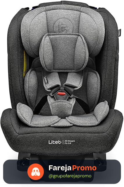 Cadeira para Auto 0-36Kg Isofix Litet All Stages Fix 2.0 Preta e Cinza - BB452