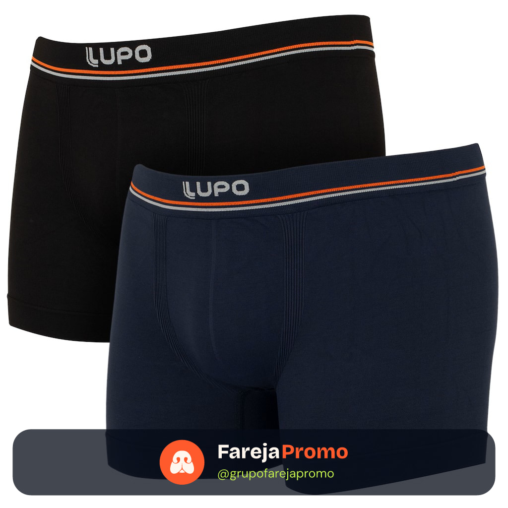 Kit 2 Cuecas Boxer Lupo Microfibra Poliamida Sem Costura Confortável Cueca Masculina Original