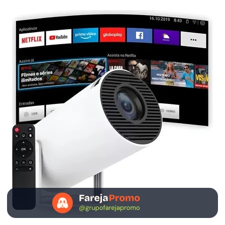 Projetor Portátil 4k Hd Android 11.0 Smart Wifi 5g Bluetooth Branco 127/220v