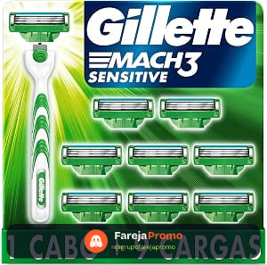 Gillette Aparelho De Barbear Mach3 Sensitive + 9 Cargas