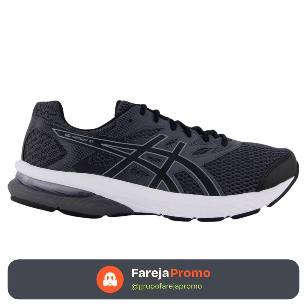 Tênis Asics Gel Shogun ST Cinza Chumbo Preto Masculino Corrida Caminhada Original