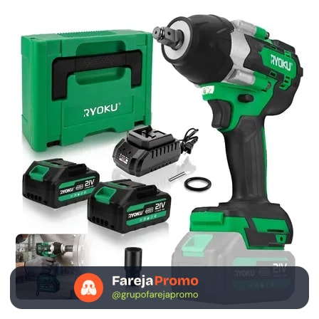 Chave De Impacto Brushless 700nm Com 2 Baterias Maleta Verde 127/220v