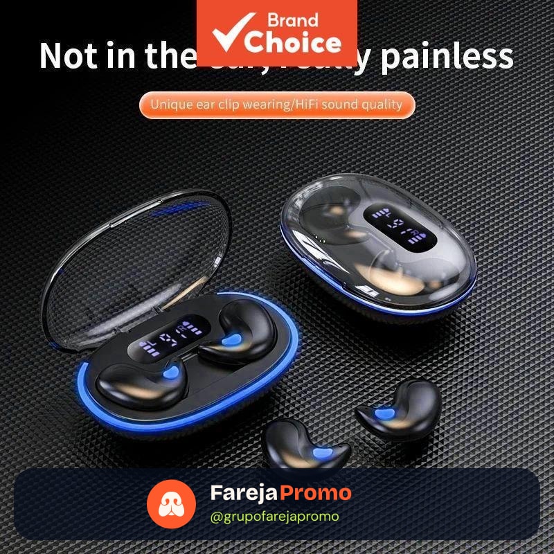 Fones de Ouvido X55 TWS Mini Sleep Sem Fio Bluetooth com Display LED, Som Estéreo HIFI, IPX5 à Prova d’Água e