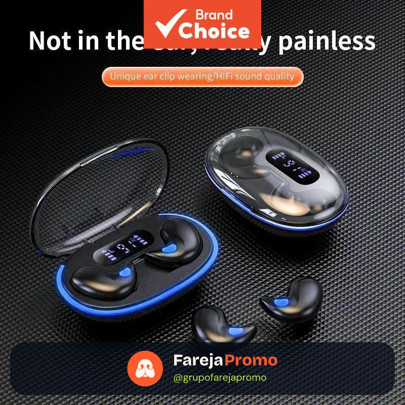 Fones de Ouvido X55 TWS Mini Sleep Sem Fio Bluetooth com Display LED, Som Estéreo HIFI, IPX5 à Prova d’Água e