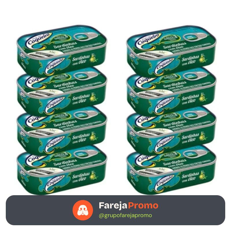kit 8 sardinhas coqueiro no óleo 125g