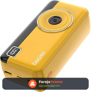 Power Bank 30000mAh, Basike Carregador Portátil com Cabo(Amarelo)