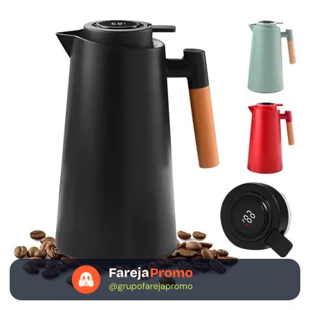 Garrafa Térmica 1 Litro Com Termômetro Led Para Chás / Café