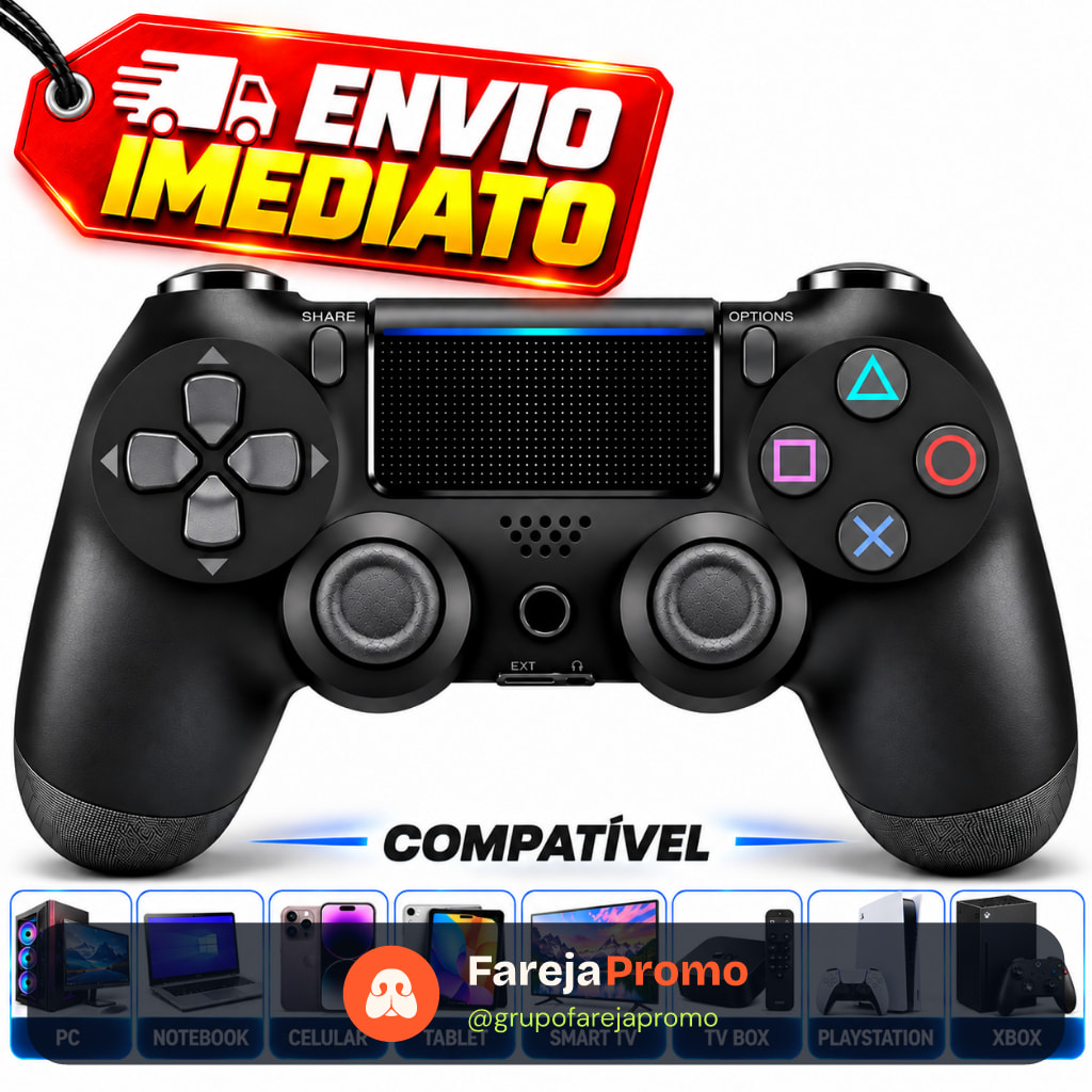 Controle Sem Fio Manete Gamepad Joystick Compativel Ps4 Pc Gamer Notebook Tv Smart Celular Bluetooth
