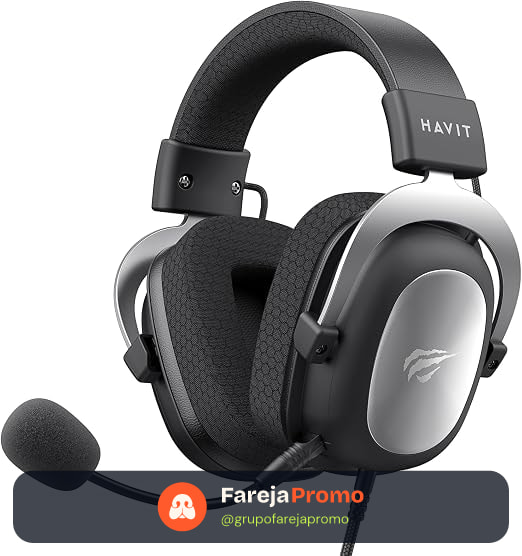Havit HV-H2002d Fone de Ouvido Gamer com Microfone, Prata