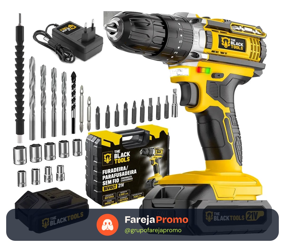 Parafusadeira E Furadeira Impacto The Black Tools Tb-21pw 3/8 Cor Amarelo Frequência 50/60 Hz