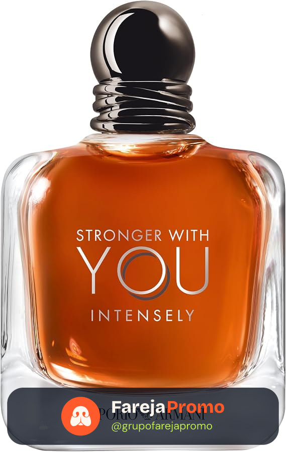 Armani Beauty, Stronger With You Intensely, Giorgio Armani Perfume Masculino EDP, Fragrância Fougère Amadeirada com Notas de Pimenta Rosa, Lavanda, Âmbar e Baunilha Defumada