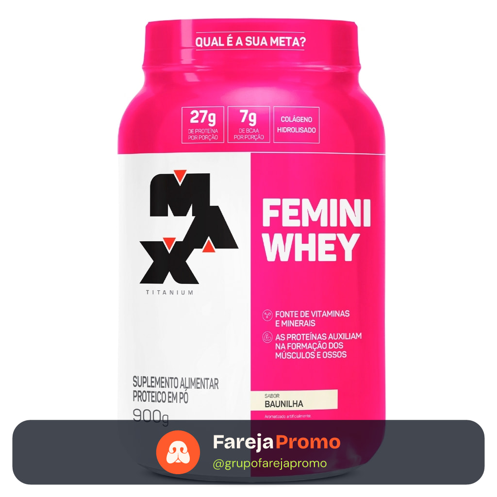 Whey Protein Femini 900g Max Titanium Whey Feminino com Colágeno