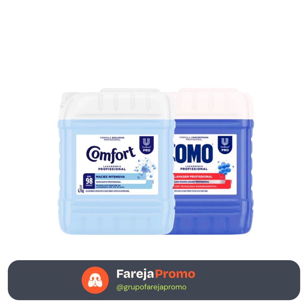 Kit Lava Roupas Lavanderia Pro Omo 7L + Amaciante Comfort 7L