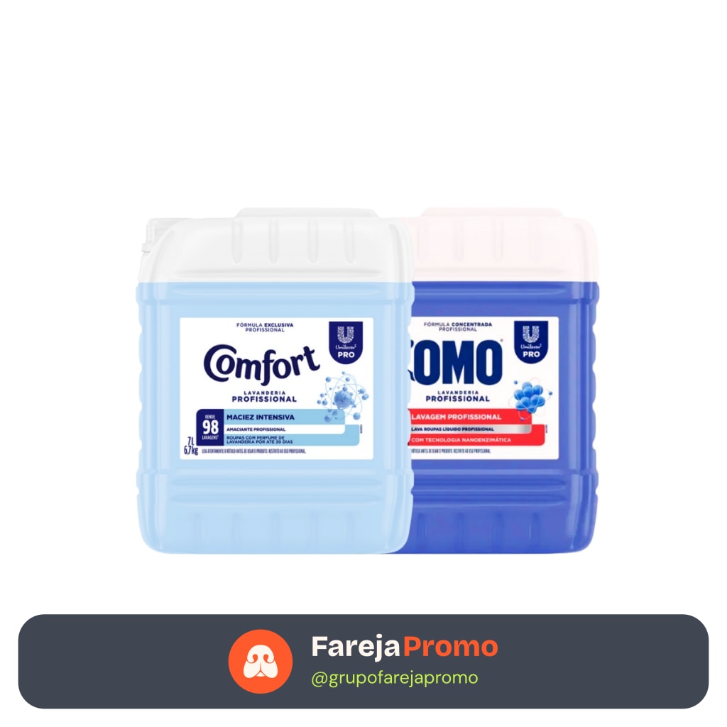 Kit Lava Roupas Lavanderia Pro Omo 7L + Amaciante Comfort 7L