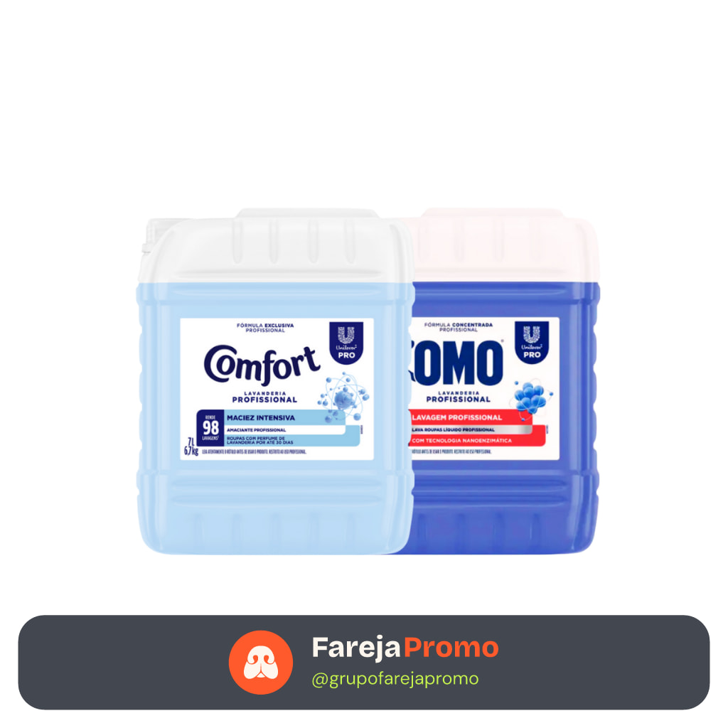 Kit Lava Roupas Lavanderia Pro Omo 7L + Amaciante Comfort 7L