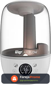 WAP Umidificador de Ar WAP AIR FLOW DIGITAL 3 em 1 Silencioso 23h de Autonomia 3 Níveis de Névoa Reservatório Para Essência