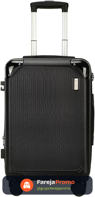 Mala Bordo 10kg Bagagem de Mão Expansivel Padrão ANAC com 4 Rodas duplas 360° Cadeado AntiFurto Mala de Viagem Alça Lateral com Divisória, Leve Resistente (Preto)