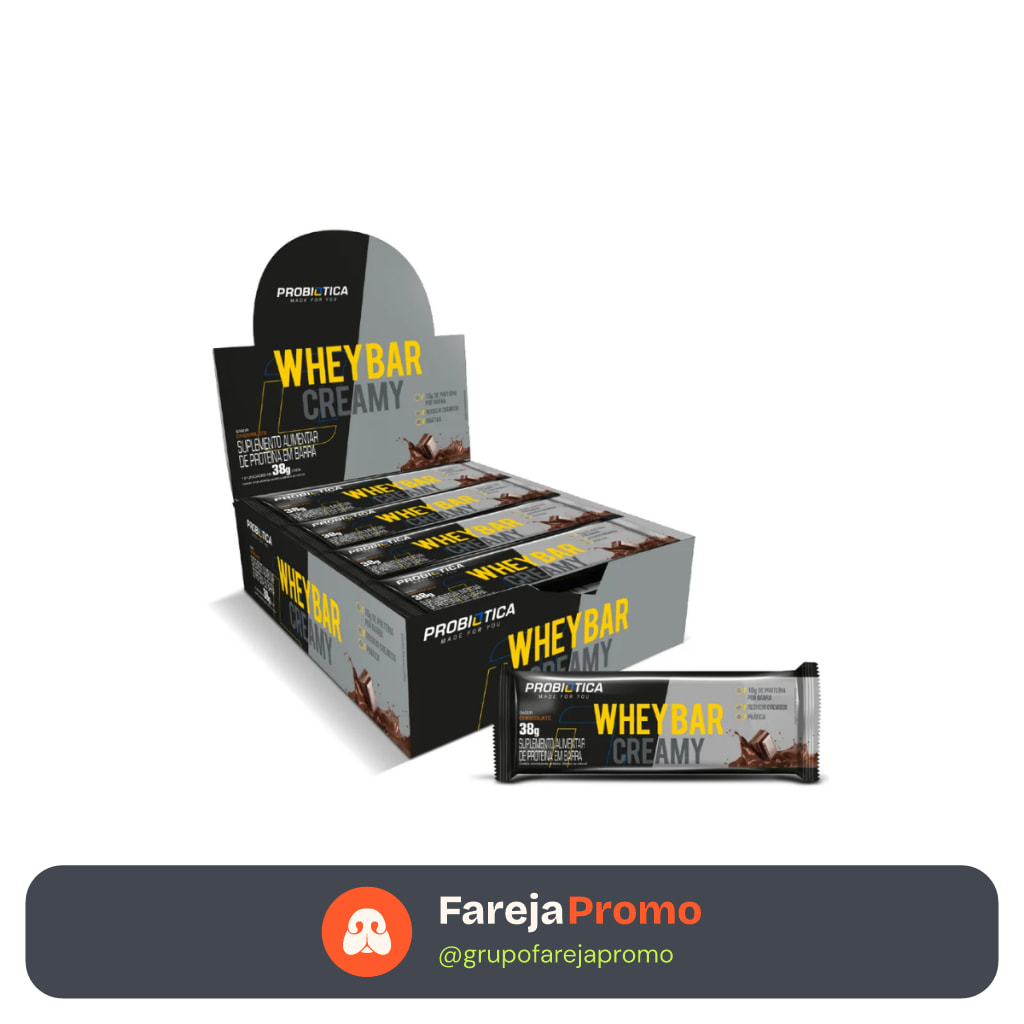 Suplemento em Barra Whey Bar Creamy Display com 12un de 38g Proteínas - Probiótica