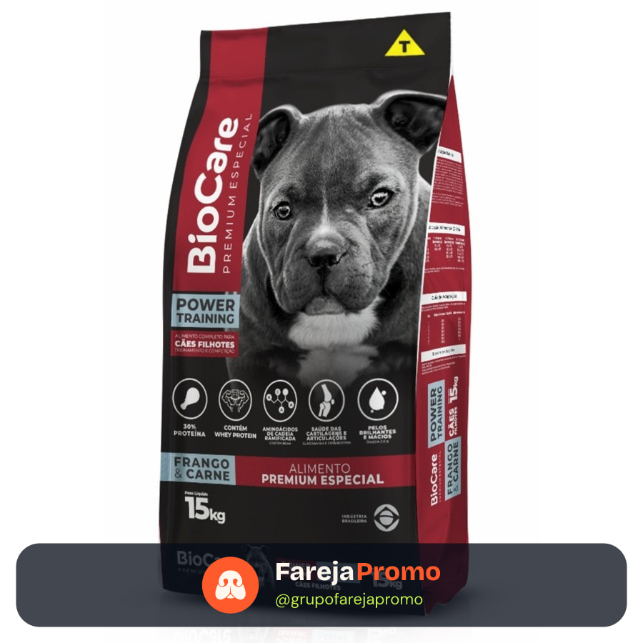 Ração BioCare Premium Especial Filhote - Power Training - Frango & Carne 15kg