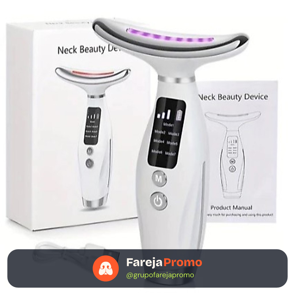 Massageador Portátil Beleza Pele Firmeza Pescoço Led de 7 Modos para Rosto e Pescoço