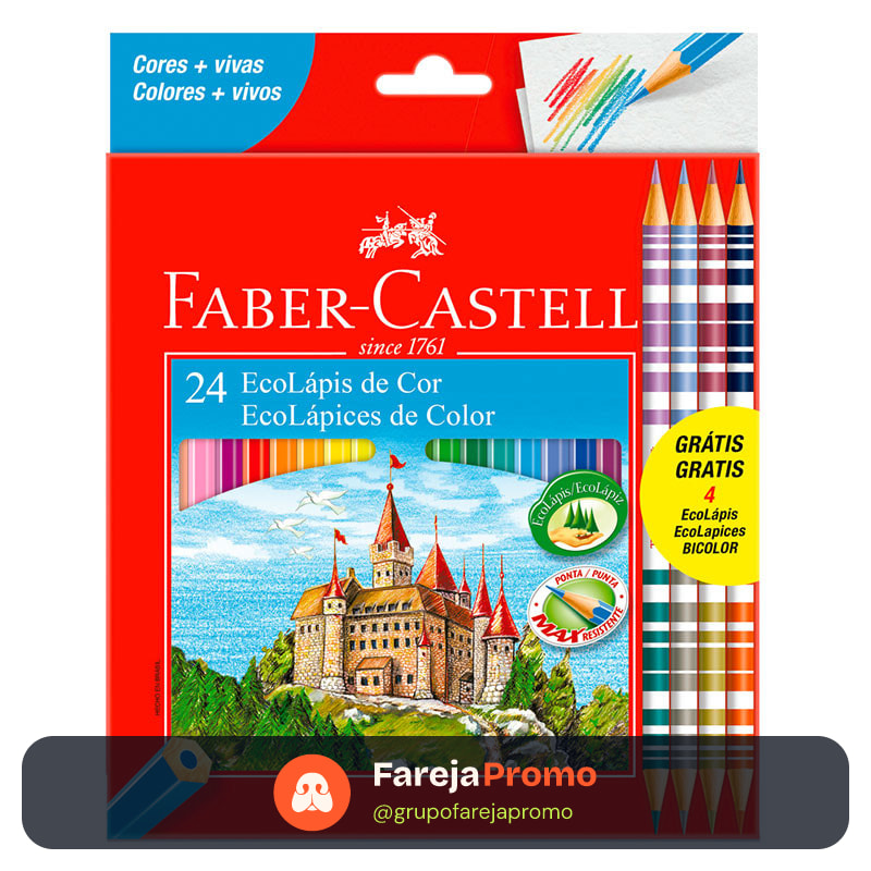 Lápis de cor 24 cores com 4 lápis bicolor 120124 Faber-Castell