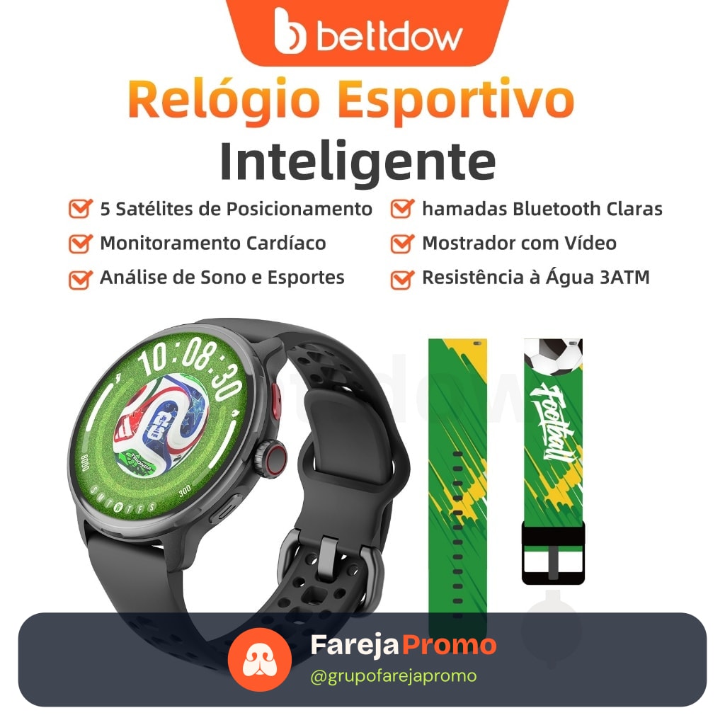 smartwatch GPS BETTDOW Com Aplicativos AI Integrados , Resistência À Água De 3 ATM E display AMOLED