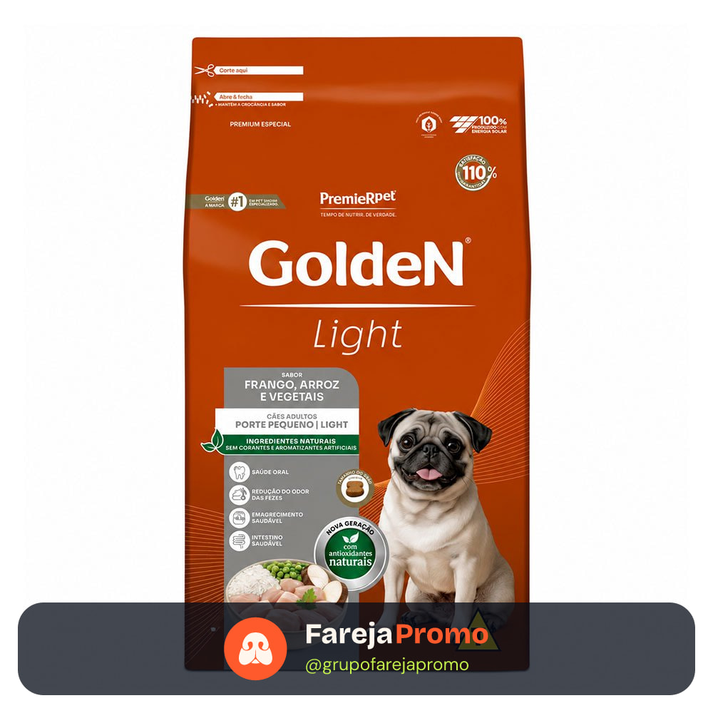 Ração Golden Fórmula Light para Cães Adultos Porte Pequeno Frango e Arroz 10 kg