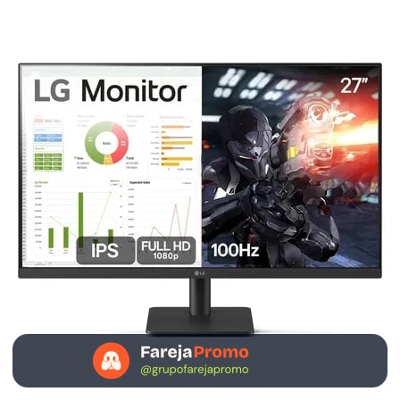 Monitor Pc Gamer LG 27 Ips, Full Hd, 100hz, Hdmi - 27ms500-b Bivolt Preto 127/220v