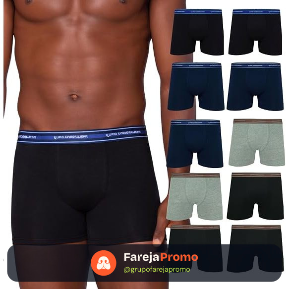 Kit 10 Cuecas Boxer Lupo Algodão Original Respirável Box Masculina Adulto Confortável Cueca Cotton